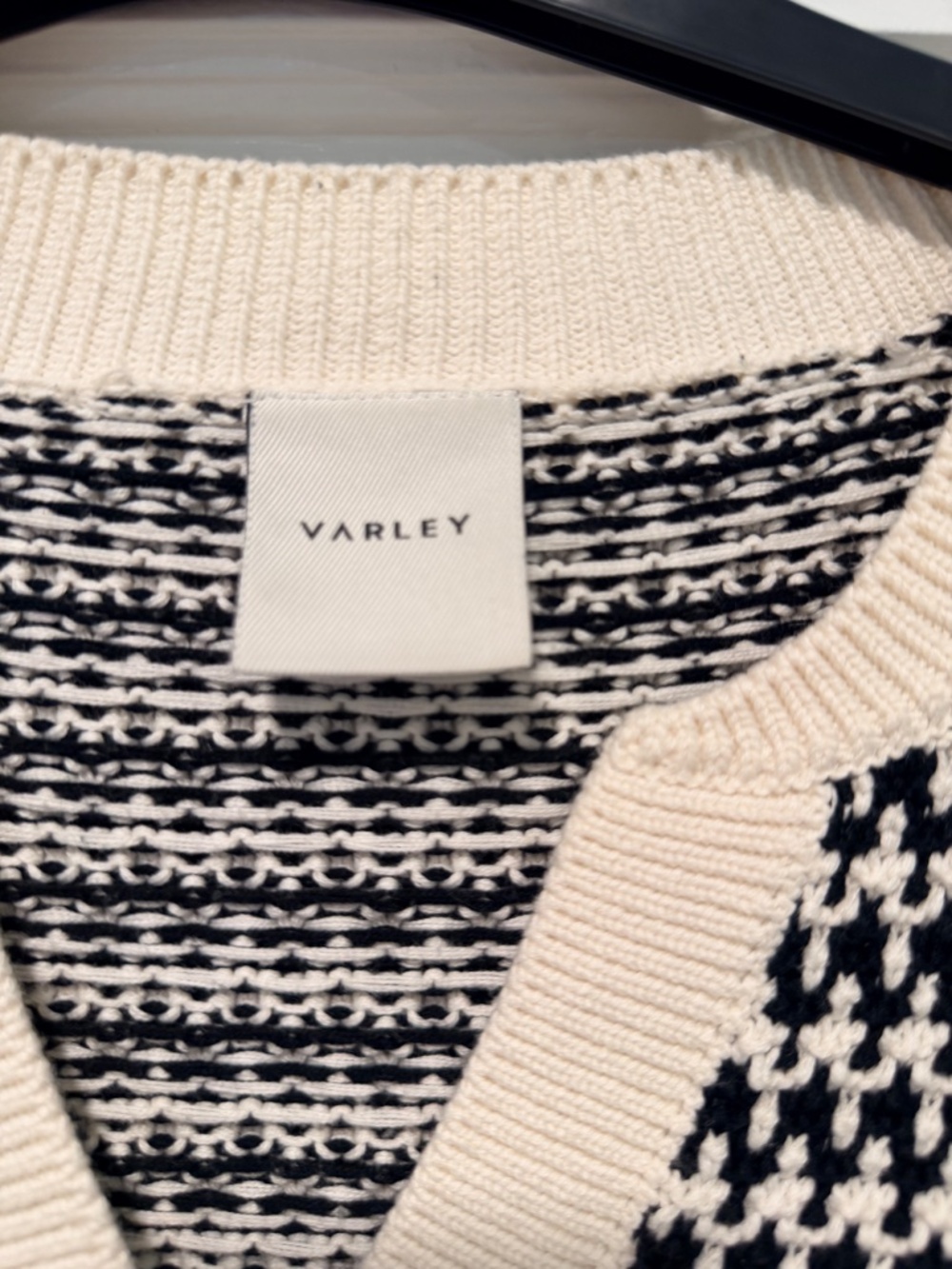 Varley Dora Knit Top - Black & Cream - Size S - Picture 2 of 6